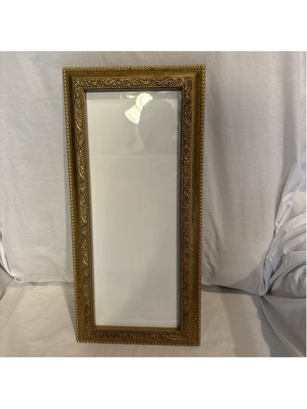 Vtg Ornate Rectangular Carved Gilt Wall Wood Golf Leaf Frame Hollywood 1169